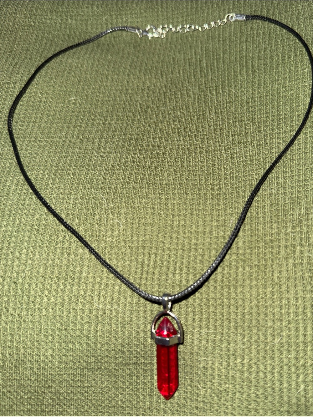 Red Crystal Point Pendant Necklace - Womens Jewelry